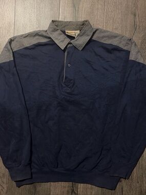 Vintage London Fog Two Tone Quarter Button Polo Sweatshirt